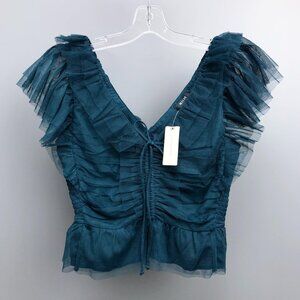 BNWT Maeve by Anthropologie Blue Crop Top